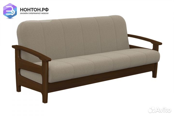 Диван книжка Омега бежевый / орех