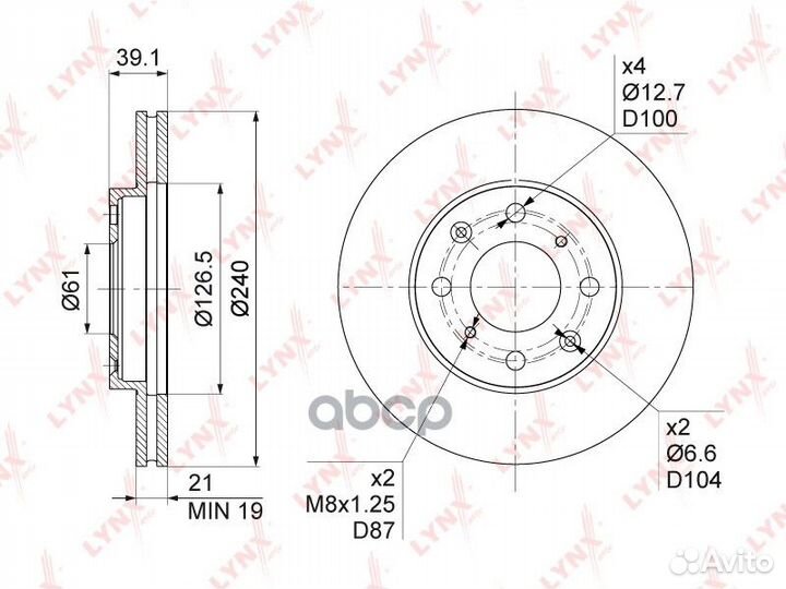 Диск тормозной перед BN1035 lynxauto