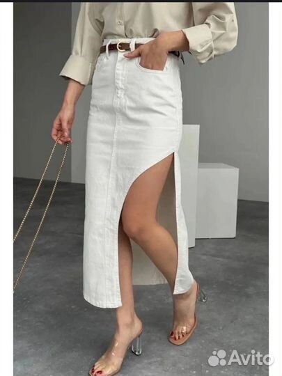 Джинсовая юбка макси