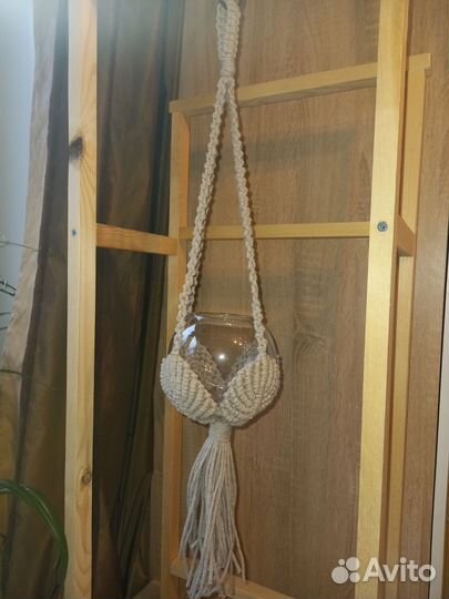 Кашпо для цветов подвесное макраме