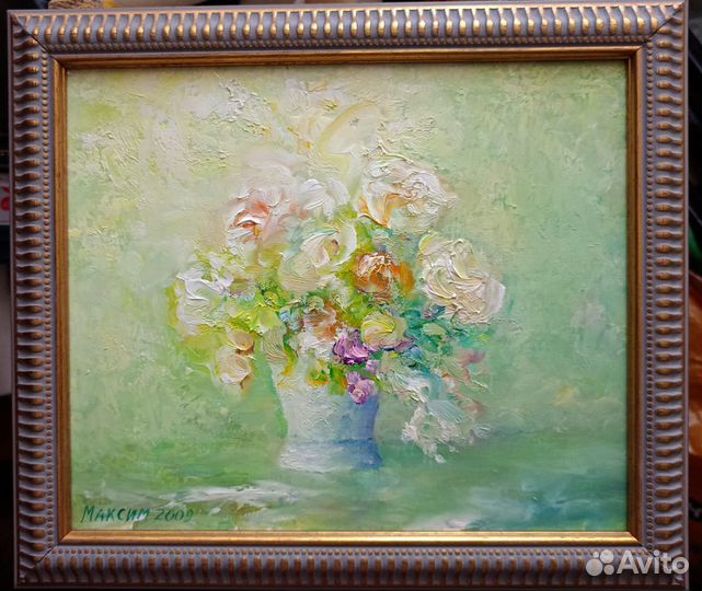 Картина маслом на холсте натюрморт Розы