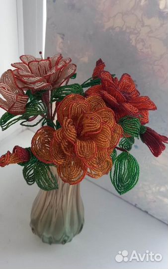 Розы из бисера