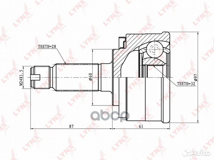 CO-7800 шрус наружный Lynx CO7800 lynxauto