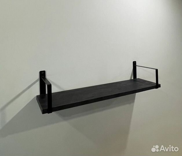 Полка настенная лофт, цвет угольный камень