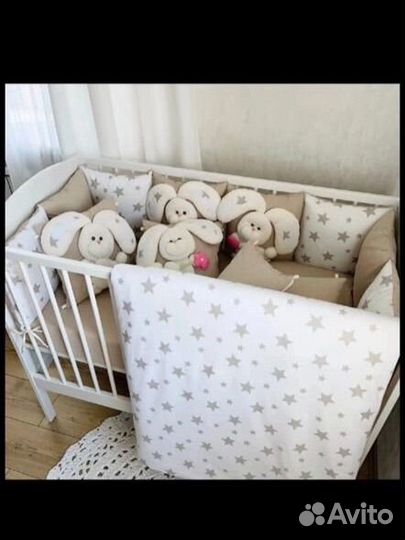 Бортики в кроватку + кокон бу