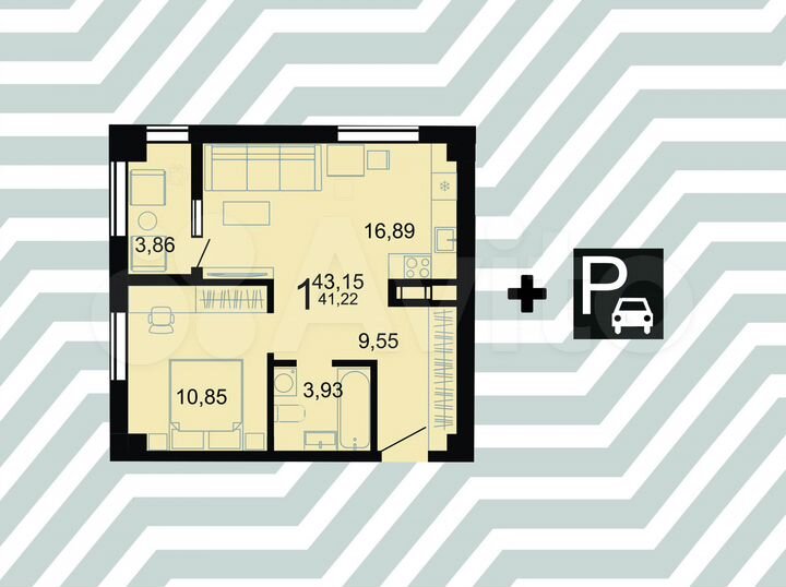 1-к. квартира, 43,2 м², 9/23 эт.