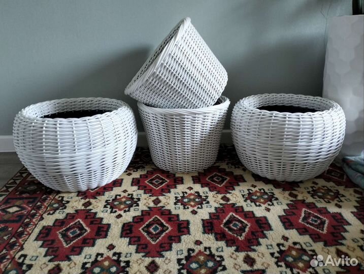 Кашпо плетёные из ротанга. Ручная работа
