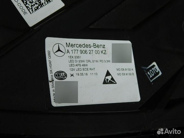 Фара левая Mercedes-Benz A-Class