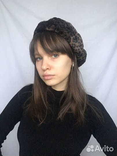 Crazy Horse винтажный меховой берет леопард