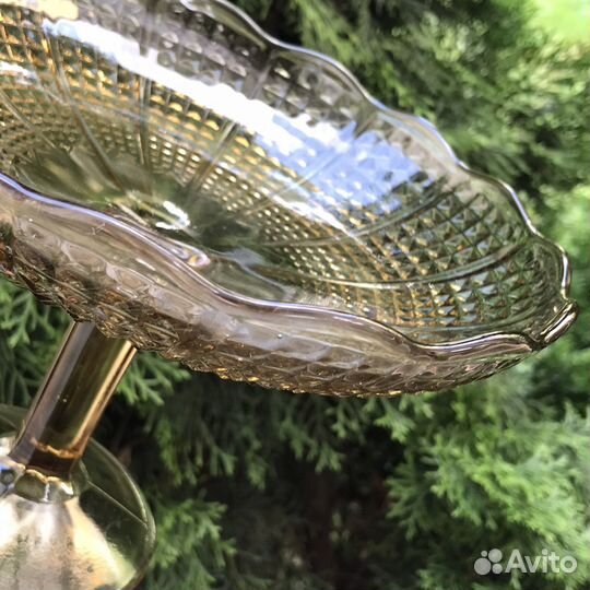 Ваза на ножке, цветное Стекло СССР