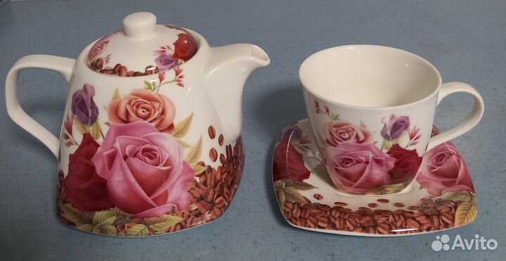 Сервиз кофейный (чайный) фарфор 6 пер с сахарницей