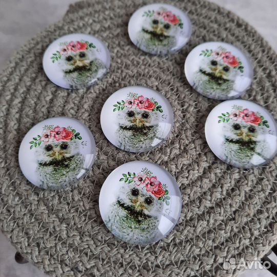 Стеклянные Кабошоны Сова