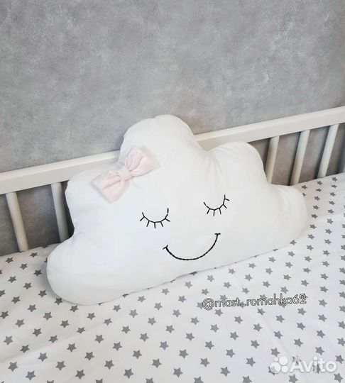 Бортики в кроватку, подушка зайка единорог облачко