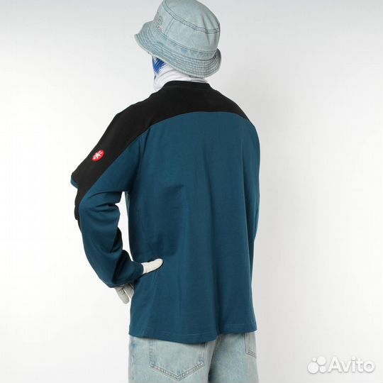 Лонгслив CavEmpt синий с плащёвыми вставками