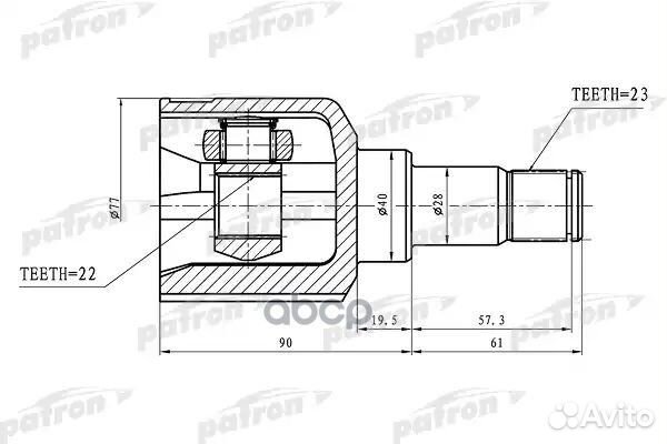 ШРУС внутренний 23x40x22 ford focus II 04- PCV3