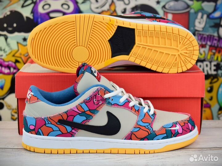 Кроссовки nike dunk SB Low pro parra abstract art