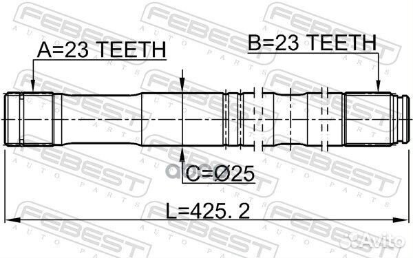 Полуось левая 23Х425Х23 toyota Avensis (ADT25#