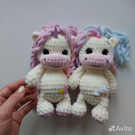 Вязаные игрушки олень единорог