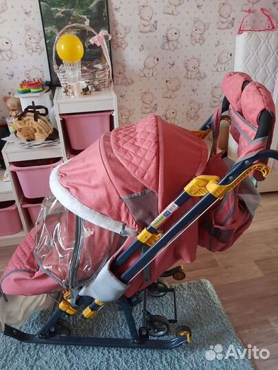 Детские зимние санки на колесах