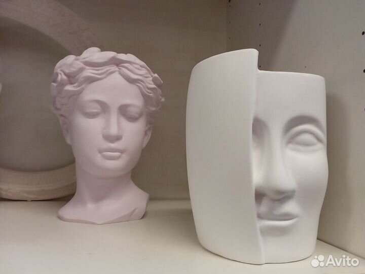 Кашпо гипсовое Полулицо