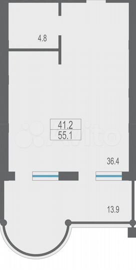 Апартаменты-студия, 55,1 м², 3/8 эт.