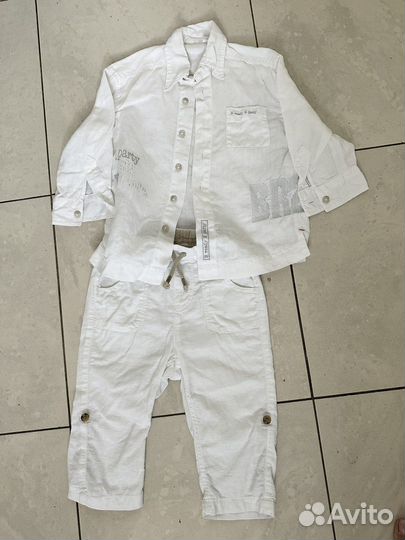 Льняной костюм с шортами 98-104