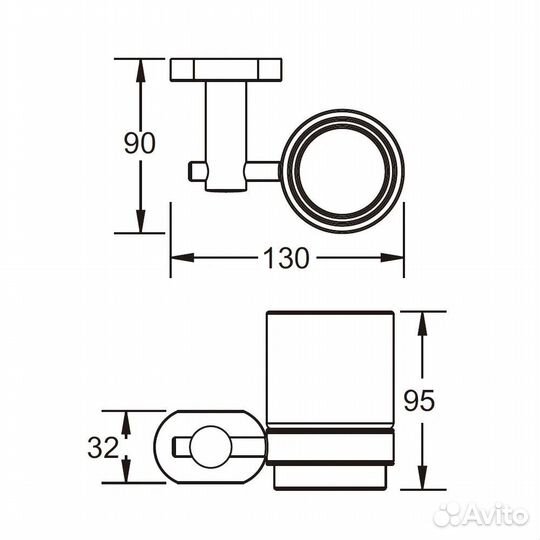 Стакан стеклянный, настенный Vieir V5105-C черный