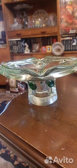 Ваза гутное стекло Чехословакия для декора