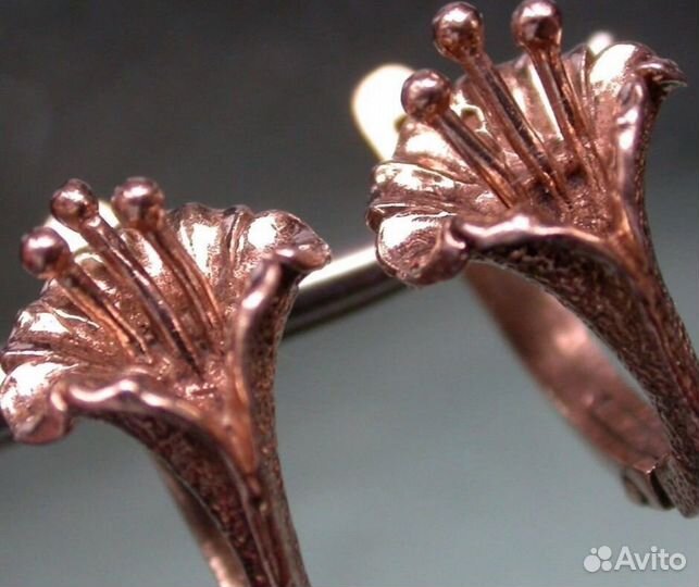 Серьги Лилии серебро звезда 875 пробы СССР