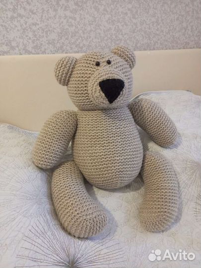 Медведь вязаный, натуральная шерсть 50