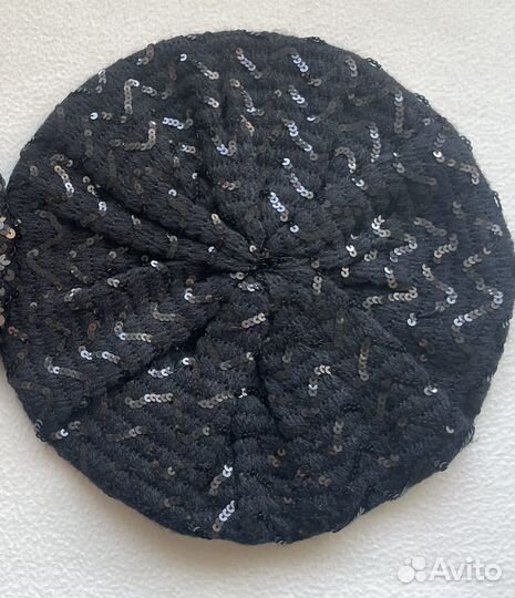 Берет женский черные пайетки