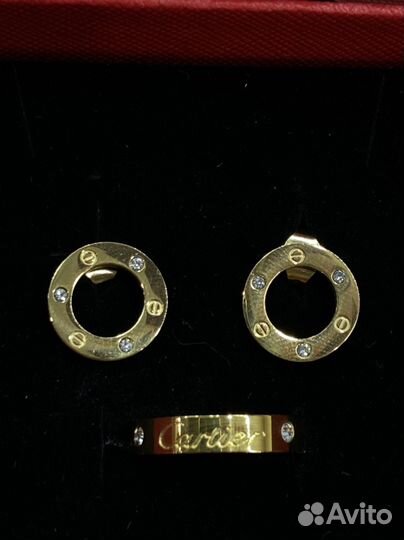 Серьги, кольцо Cartier love lux новинка l