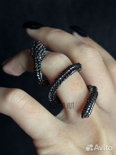 Кольцо из бисера Змея