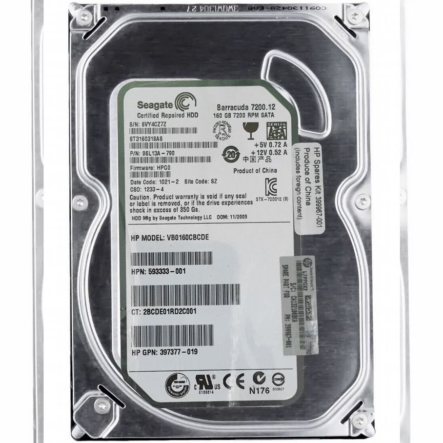 [593333-001] Жесткий Диск Hp 160gb Sata2 3.5" Hdd 593333-001