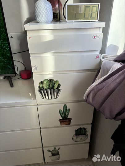 Комод IKEA мальм 6 ящиков белый с зеркалом