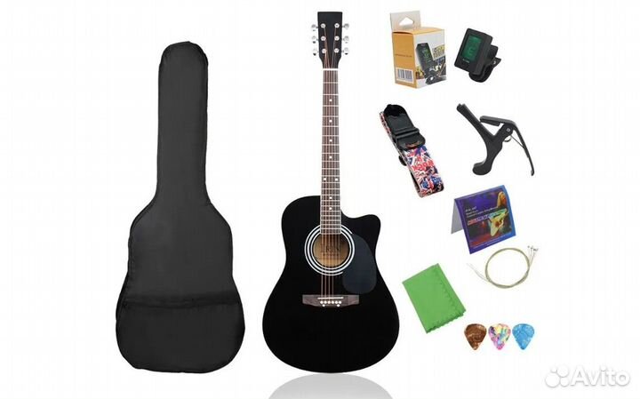 Гитара +чехол+струны +каподастр +тюнер+струны