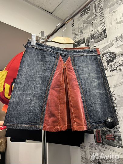 Юбка Voyaje джинсо с бархатом винтаж