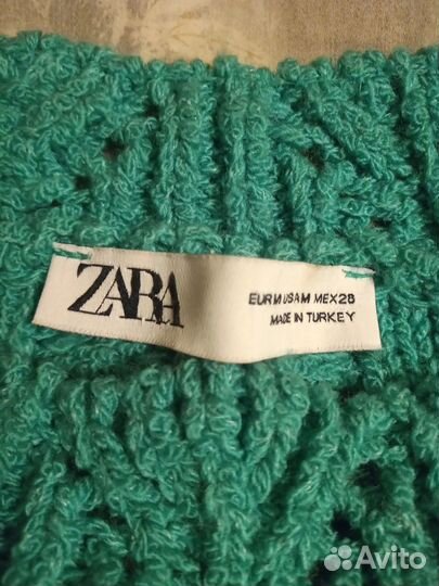 Свитер женский zara новый укороченный Изумруд