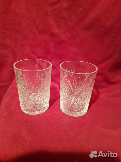 Хрустальные кувшин и два стакана СССР