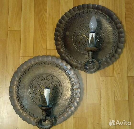 Антикварные бронзовые электрические бра