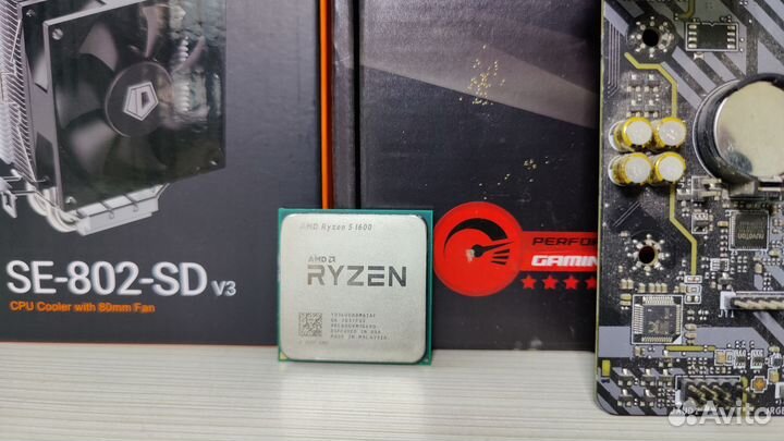 Комплект Ryzen 5 1600+b550 bazooka+32gb ddr4+кулер