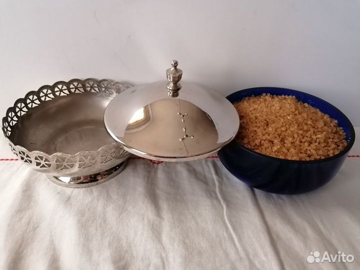 Сахарница СССР синее стекло (кобальт) винтаж