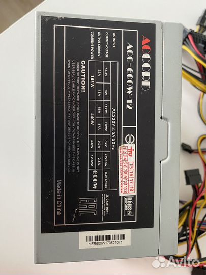 Блок питания Accord ACC-600W-12 600W ATX