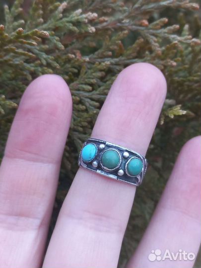 Кольцо серебро, натуральная бирюза, винтаж