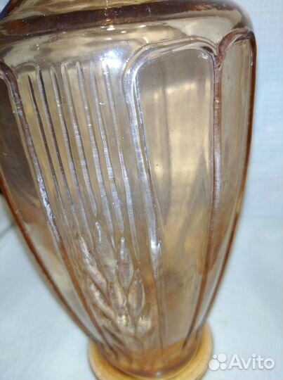 Ваза Колосок розовое стекло СССР