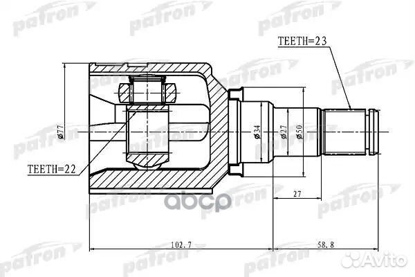 ШРУС внутренний 23x34x22 toyota corolla 2 EL51