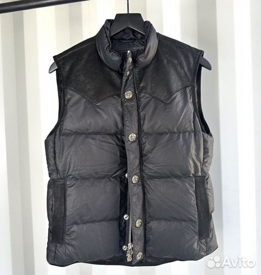 Chrome Hearts Down Puffer Vest Leather Detail