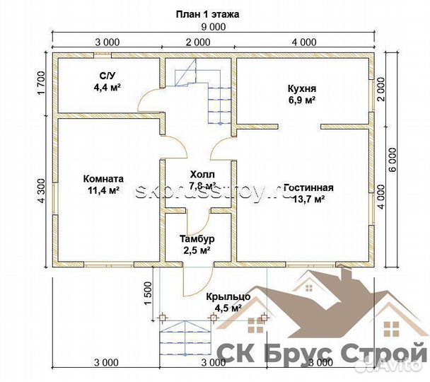 Дом из бруса 6x9 (90м2) Краснознаменск