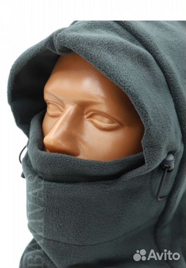 Балаклава-капюшон флисовая с мехом темно-серая