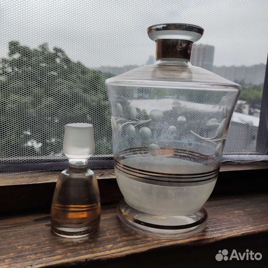 Графин штоф с золотом, винтаж 1960г / кувшин СССР